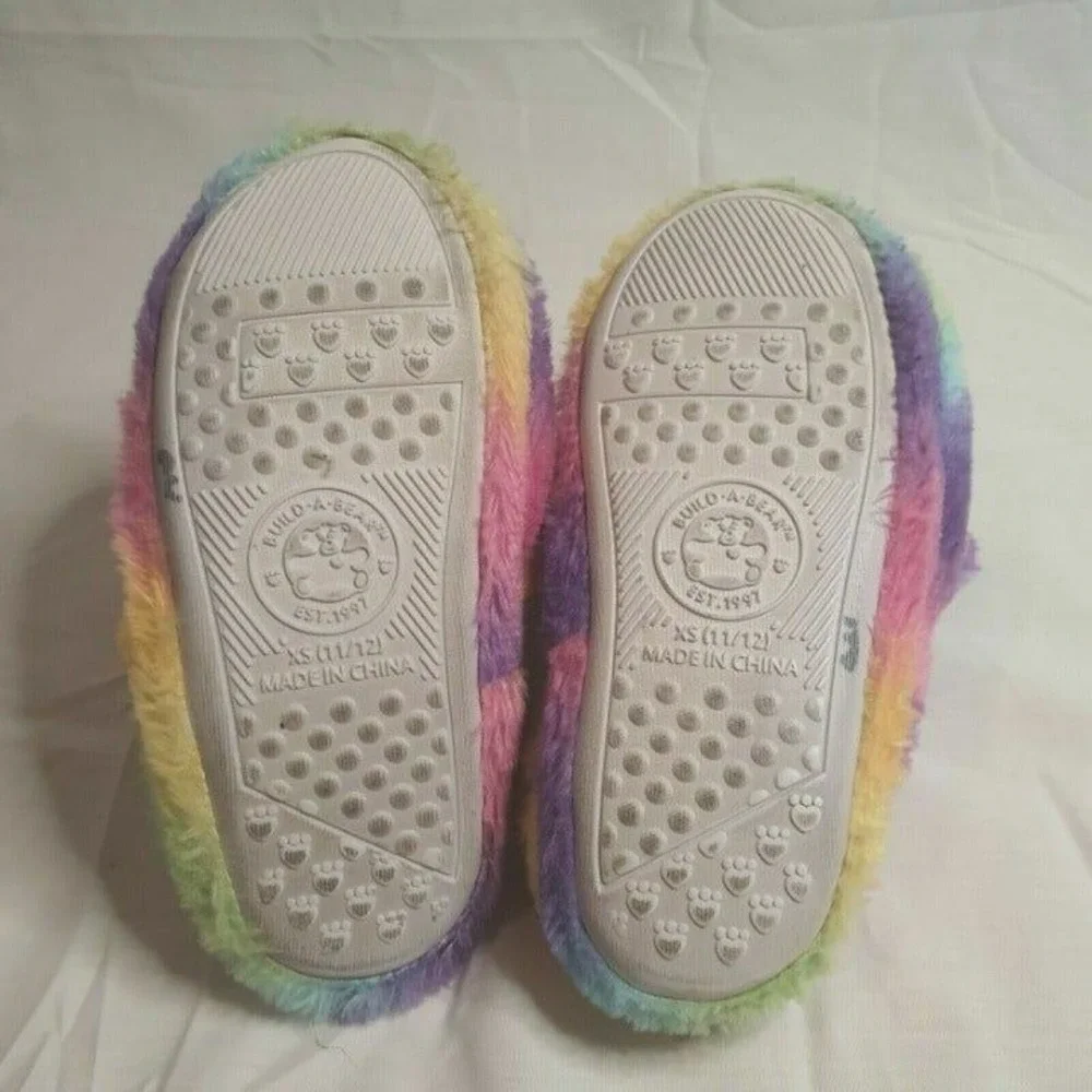 Build-A-Bear Bear Slippers Size XS 11-12‎ Rainbow Pastel Bootie Girls BAB Kids